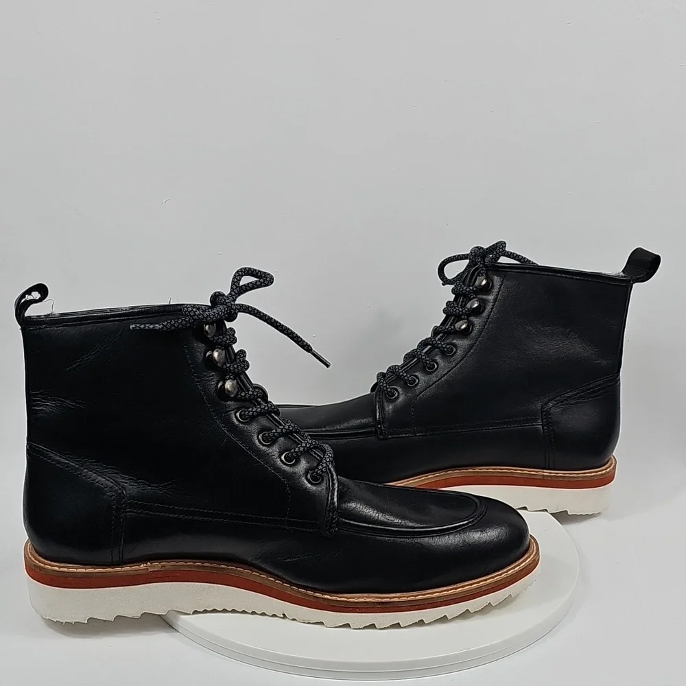 Vintage Foundry Co Jimara Black Leather Moc Toe Boots 10.5 NWOT City Boy Indie